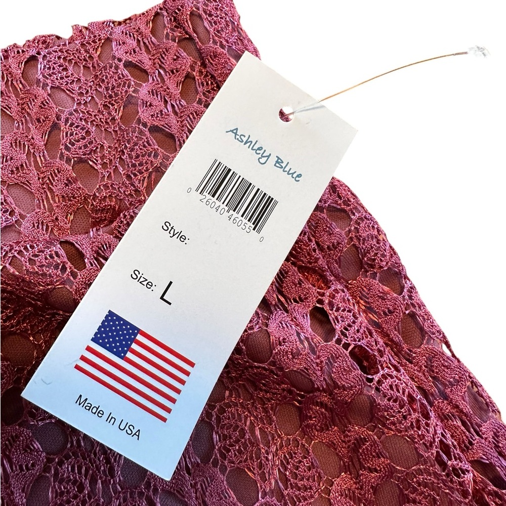 Ashley Blue Y2K Mauve Rosy Lace Maxi Skirt Deadstock NWT Made USA Vintage 2000s - Picture 6 of 13